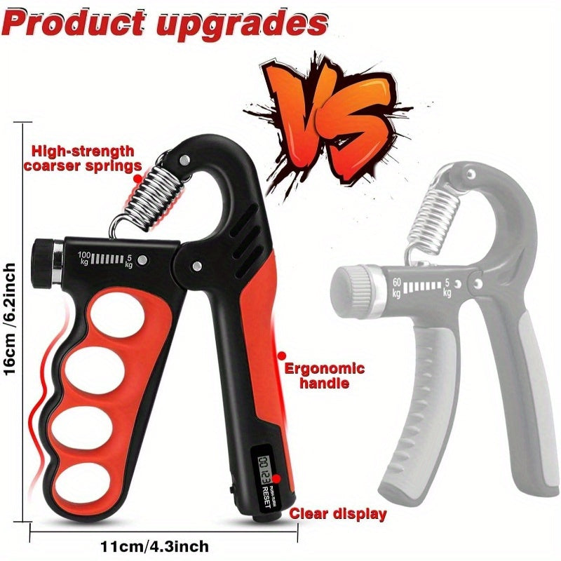 4pcs Grip Strength Trainer Kit - 11-220lbs Adjustable Forearm Gripper, Finger Exerciser & Wrist Strengthener for Men, Ergonomic Design with Red & Black Handles, Durable Non-Woven Material, Ideal for Hand & Wrist Rehabilitation, Hand Strength