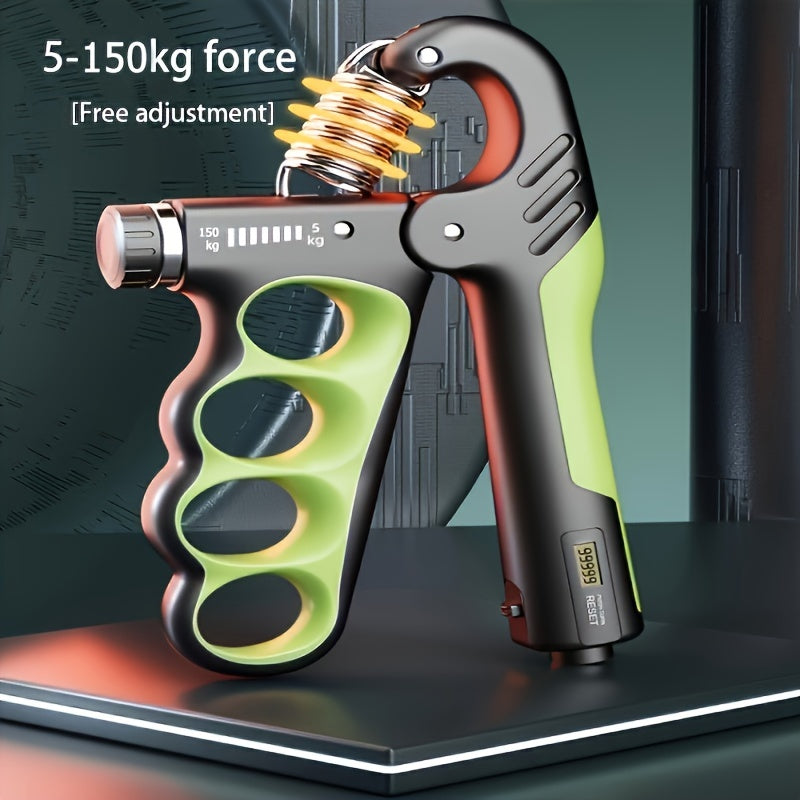 1pc Mechanical Counting Grip Strength Trainer, Adjustable 5-150Kg Resistance, Hand Exercise for Muscle Training, PP Material, Blue/Green/Purple, No Power Required, Fitness Equipment for Home & Gym Use