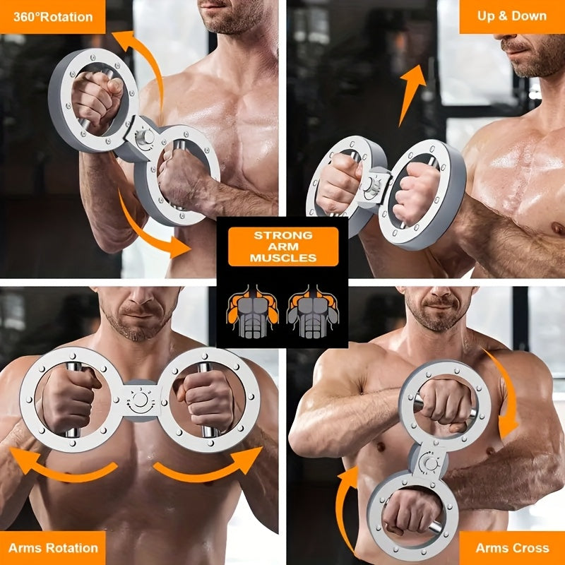 Adjustable Resistance Speed Arm Machine - 360° Rotating Forearm Trainer & Grip Strengthener with Dual Wheels, Stainless Steel - Core, Chest, Triceps & Biceps Workouts for Home Gym, Boxing, Combat Training - No Power Needed, Use, Sleek Fitness Equipment,