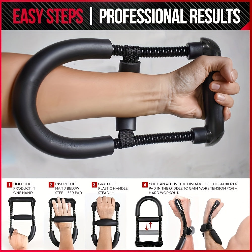 Adjustable Wrist & Forearm Strength Trainer - Stainless Steel Grip Strengthener with Adjustable Straps for Home Workouts, Black, Grip Strength Workouts | Secure Strap Feature | Stainless Steel Construction, Grip Strength Trainer