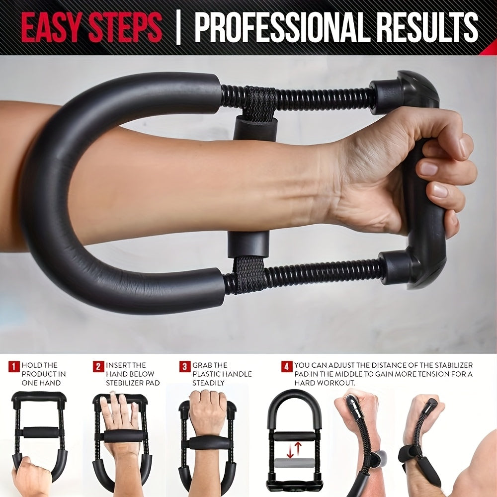 Adjustable Wrist & Forearm Strength Trainer - Stainless Steel Grip Strengthener with Adjustable Straps for Home Workouts, Black, Grip Strength Workouts | Secure Strap Feature | Stainless Steel Construction, Grip Strength Trainer