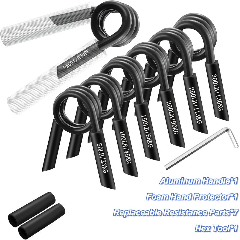 50-350 lbs Adjustable Hand Grip Strengthener Set with 4/7pcs - Aluminum, Non-Slip Design for Muscle Training & Exercise, Includes 2 Sets with Different Resistance Level