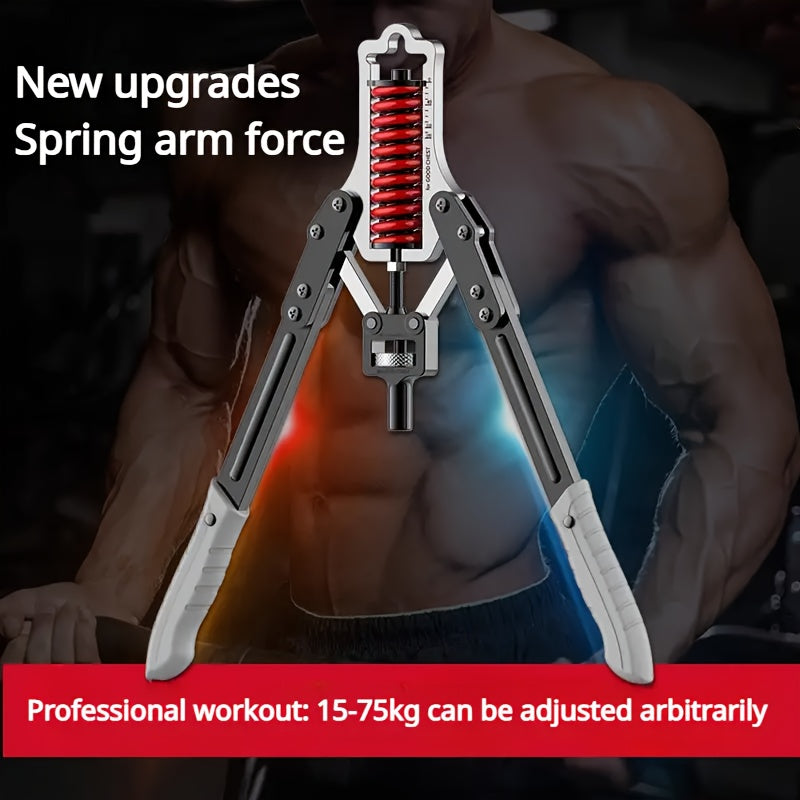 1pc Adjustable Arm Strength Trainer - 33.07-165.35LB Resistance, Stainless Steel & PVC, Multi-Functional Home Gym Equipment for Men'S Chest Muscle Workout, Red/Black, Ideal for Christmas, Easter, Thanksgiving, Valentine'S Day Gifts, Gym Accessories, Gym