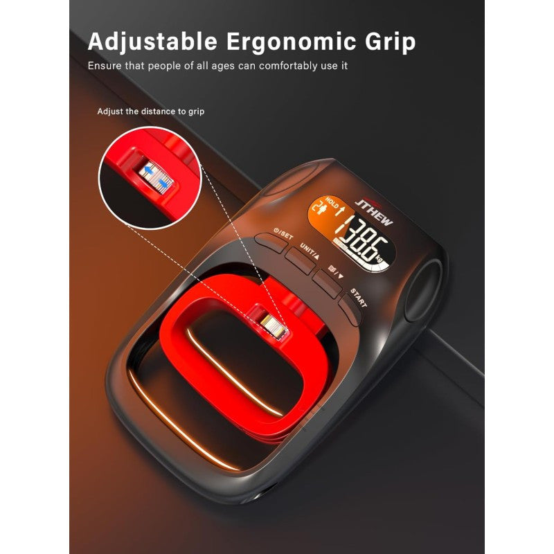 Electronic Grip Strength Tester Trainer - Dual Function Hand Dynamometer with Adjustable Resistance (11-132lbs/5-597N), 400lbs/180kg Max, Digital LCD Display, Grip Counter & User Profiles - Heavy Duty Construction for Home Gym, Athletic Training, Physical