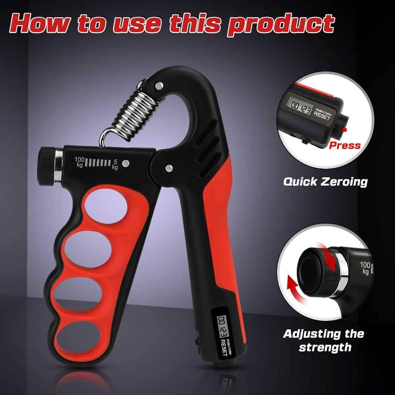 4pcs Grip Strength Trainer Kit - 11-220lbs Adjustable Forearm Gripper, Finger Exerciser & Wrist Strengthener for Men, Ergonomic Design with Red & Black Handles, Durable Non-Woven Material, Ideal for Hand & Wrist Rehabilitation, Hand Strength