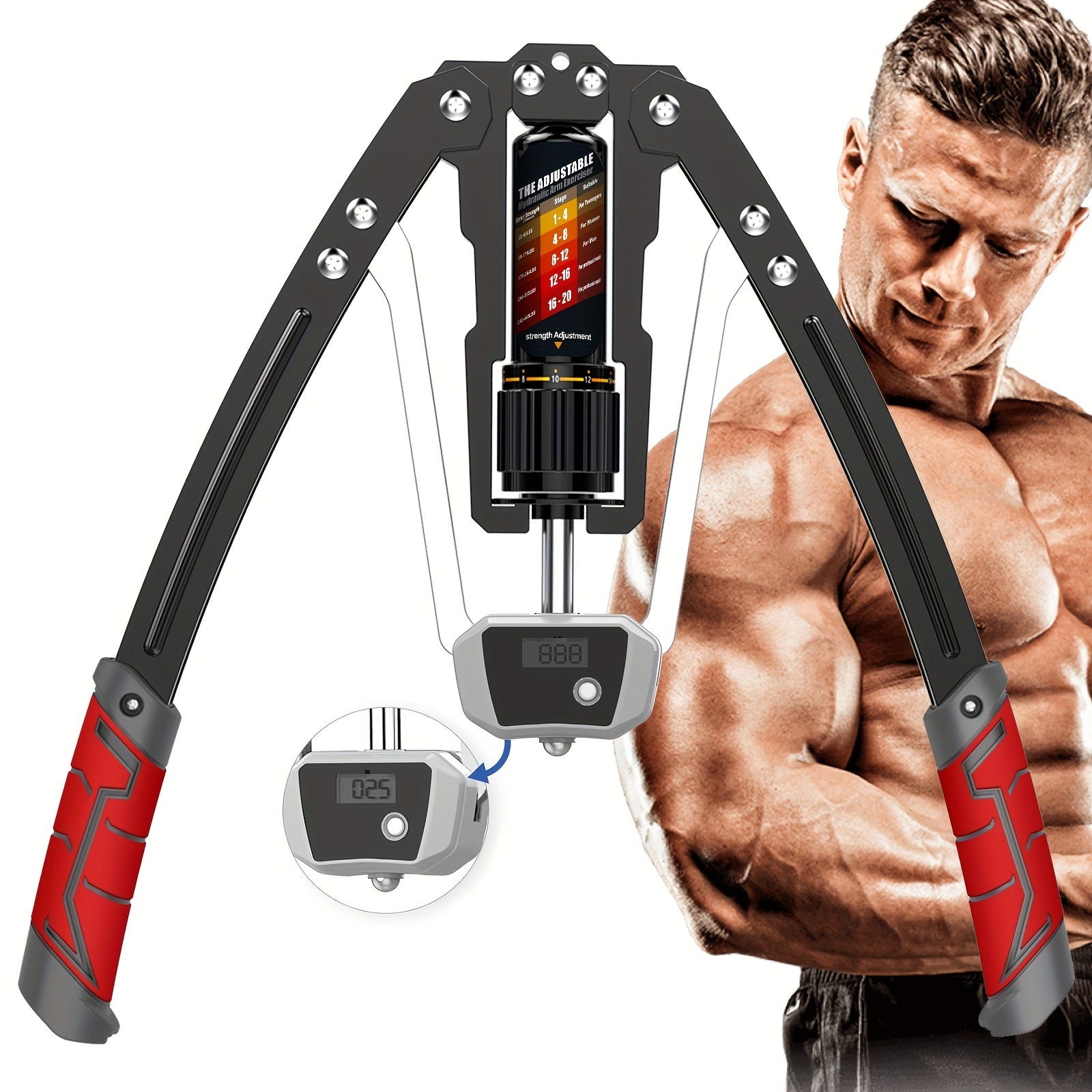 EAST MOUNT Heavy-Duty Twister Arm Exerciser with Counter - Adjustable 22-440lbs Hydraulic Arm Curl, Home Gym Strength Trainer for Biceps, Chest, Shoulders, Triceps - Ideal for Beginners & Advanced Users, Workout Accessories, Strength Training Tool,