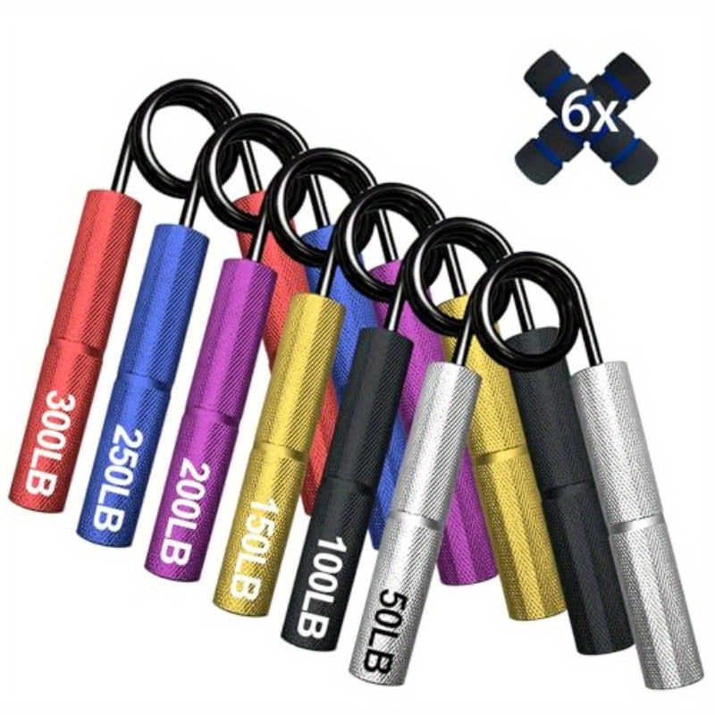 6-Pack Grip Strength Trainer Set - 50-300LB Hand Grip Strengthener with 6 Color-Coded Levels, Ergonomic Design & Durable Construction for Forearm, Wrist, Arm Workouts - Home Gym Equipment for Strength Training, Rehabilitation & Fitness, Grip Strengthener