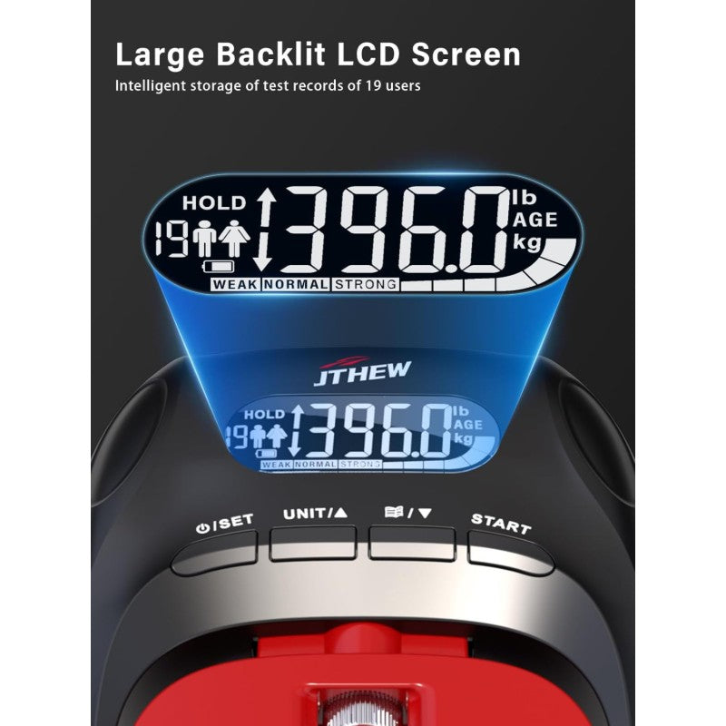Electronic Grip Strength Tester Trainer - Dual Function Hand Dynamometer with Adjustable Resistance (11-132lbs/5-597N), 400lbs/180kg Max, Digital LCD Display, Grip Counter & User Profiles - Heavy Duty Construction for Home Gym, Athletic Training, Physical