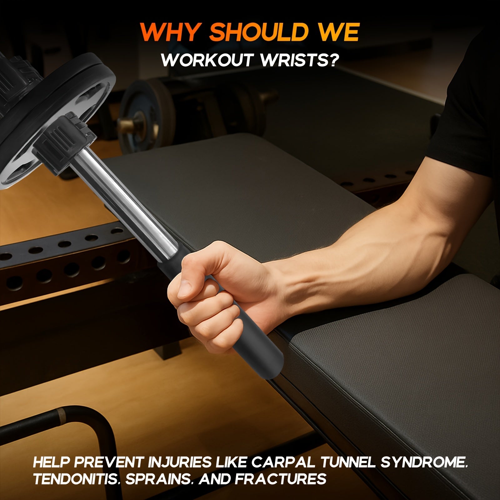 Adjustable Wrist & Forearm Strength Trainer with Ergonomic Handle - Non-Electric Home Gym Equipment for Beginners to Advanced, Black Iron Grip Enhancer for All Fitness Levels, Workout Accessories, Sleek Design, Sturdy Construction
