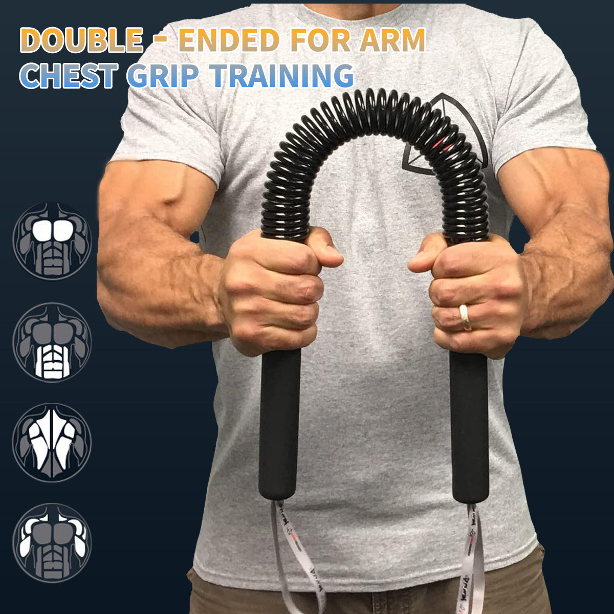 Adjustable Arm & Chest Strength Trainer, 44-88 lbs Resistance - Multi-Purpose Spring Fitness Tool for Home, Gym, Indoor & Outdoor Workouts - Black Iron/Aluminum Construction - Targets Forearms, Chest, Back & Abs Muscles, Muscle Training Equipment |