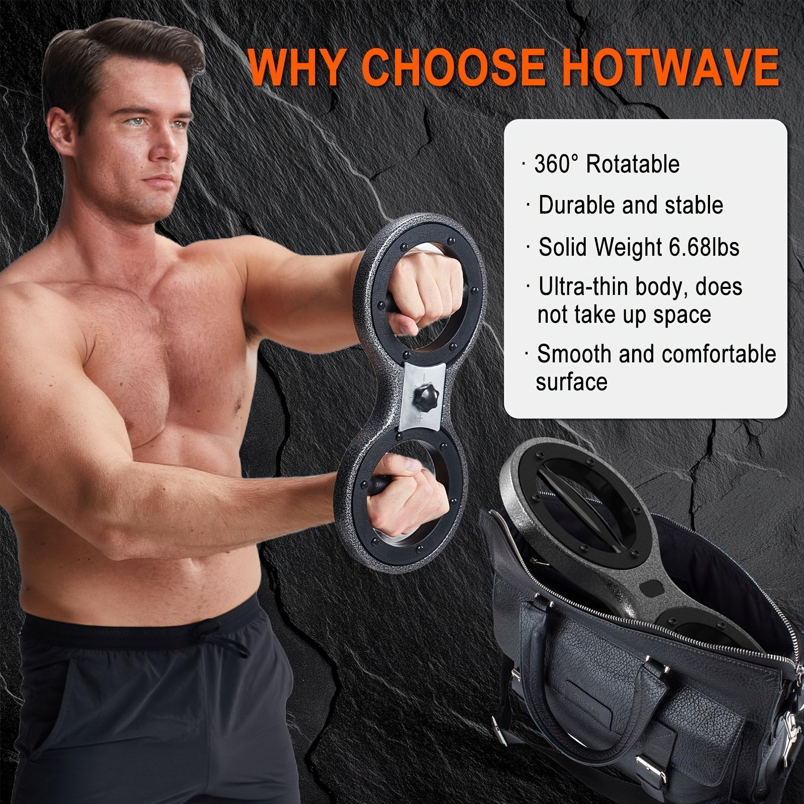 HOTWHVE Forearm Strength Trainer with Adjustable Resistance - Heavy-Duty Non-Electric Arm Curl Device, 360° Rotating Grip for Boxing, MMA, Weightlifting, Home Gym - Portable Forearm Builder for All Fitness Levels (Black), Boxing Workout Tool, Durable