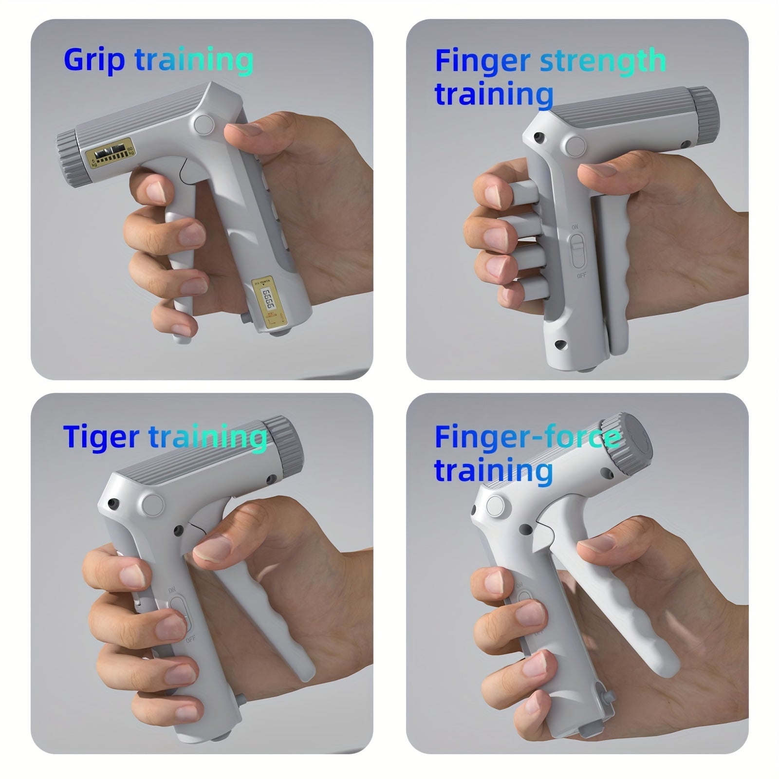11-132 LBS (5-60kg) Smart Hand Grip Trainer with Pressure Sensor - Dual Mode (Adaptive Weight/Durable Spring) Mechanical Counter Non-Slip for Finger Arm Strength Fitness Office Relax (Black/White Compact)