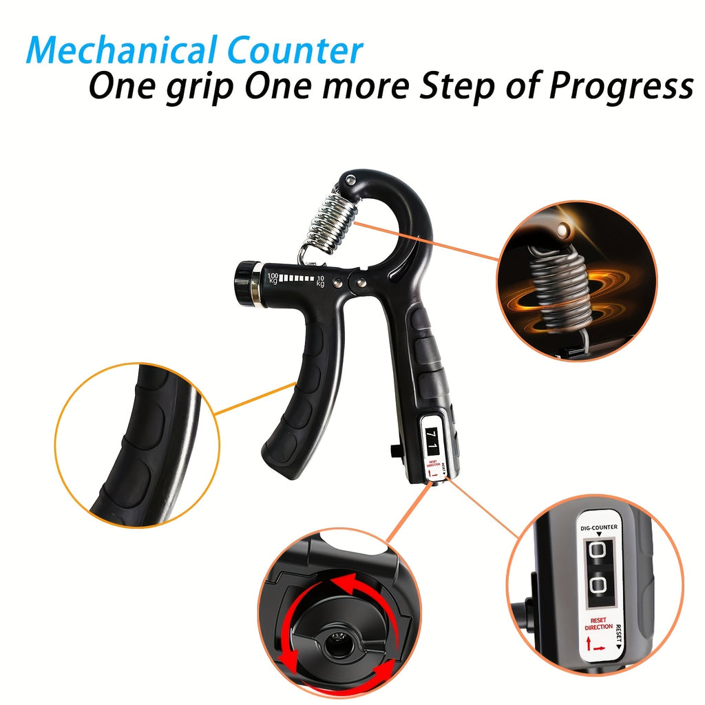 1pc Adjustable Grip Strength Trainer, 22.05-220.46LB Resistance, Stainless Steel & PP Anti-Slip Hand Gripper for Rock Climbing and Extreme Sports Training, Muscle Building and Injury Recovery Finger Exerciser, Fits All Sizes - Light Blue/Light Gray | Back