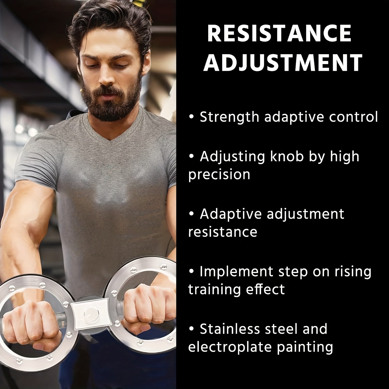 Adjustable Resistance Speed Arm Machine - 360° Rotating Forearm Trainer & Grip Strengthener with Dual Wheels, Stainless Steel - Core, Chest, Triceps & Biceps Workouts for Home Gym, Boxing, Combat Training - No Power Needed, Use, Sleek Fitness Equipment,