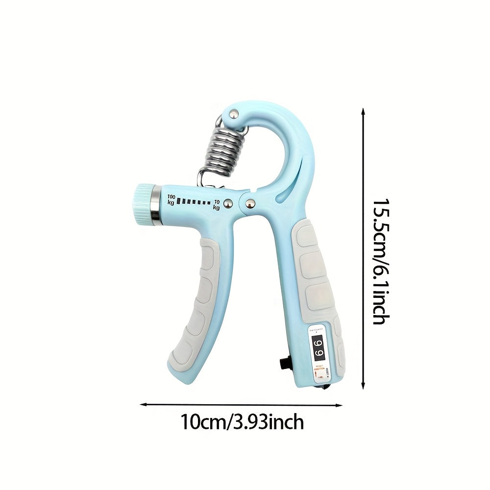 1pc Adjustable Grip Strength Trainer, 22.05-220.46LB Resistance, Stainless Steel & PP Anti-Slip Hand Gripper for Rock Climbing and Extreme Sports Training, Muscle Building and Injury Recovery Finger Exerciser, Fits All Sizes - Light Blue/Light Gray | Back