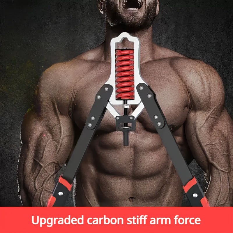 1pc Adjustable Arm Strength Trainer - 33.07-165.35LB Resistance, Stainless Steel & PVC, Multi-Functional Home Gym Equipment for Men'S Chest Muscle Workout, Red/Black, Ideal for Christmas, Easter, Thanksgiving, Valentine'S Day Gifts, Gym Accessories, Gym