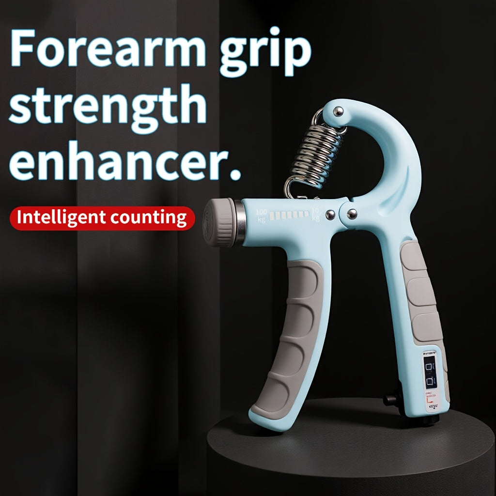 1pc Adjustable Grip Strength Trainer, 22.05-220.46LB Resistance, Stainless Steel & PP Anti-Slip Hand Gripper for Rock Climbing and Extreme Sports Training, Muscle Building and Injury Recovery Finger Exerciser, Fits All Sizes - Light Blue/Light Gray | Back